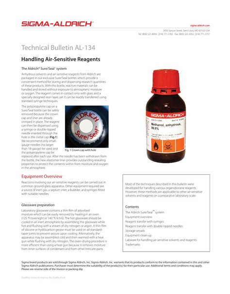 Sure/Seal System for Anhydrous Solvents